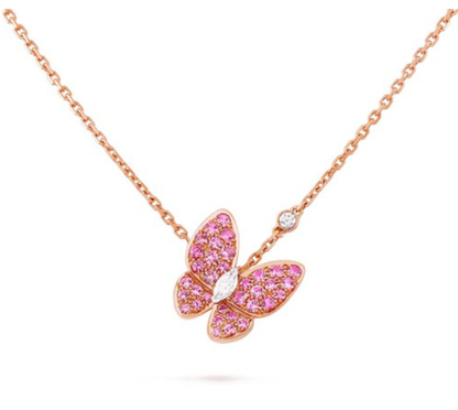 [BLUE TEARS]BUTTERFLY RED DIAMOND ROSE GOLD NECKLACE