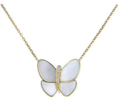[BLUE TEARS]BUTTERFLY GOLD MOP DIAMOND NECKLACE