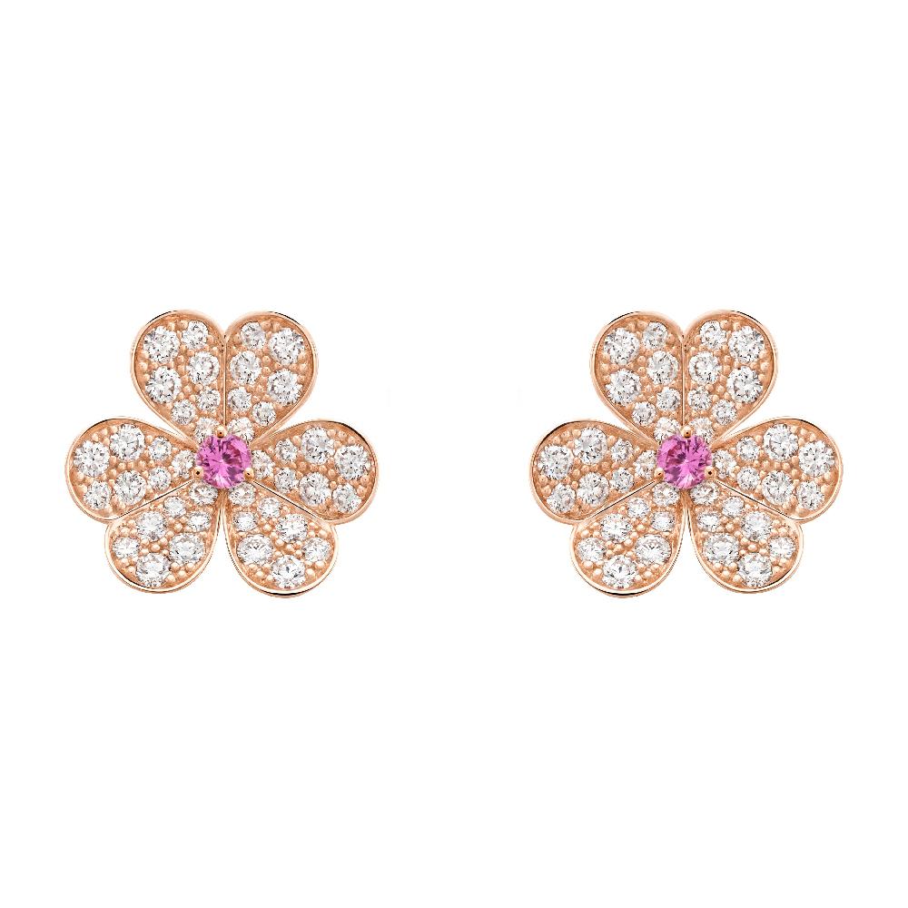 [BLUE TEARS]FRIVOLE PINK GOLD FLOWER DIAMOND EARRINGS