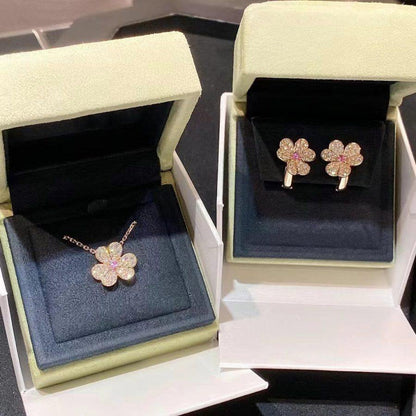 [BLUE TEARS]FRIVOLE PINK GOLD FLOWER DIAMOND EARRINGS