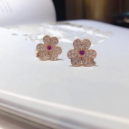 [BLUE TEARS]FRIVOLE PINK GOLD FLOWER DIAMOND EARRINGS