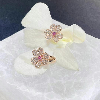 [BLUE TEARS]FRIVOLE PINK GOLD FLOWER DIAMOND EARRINGS