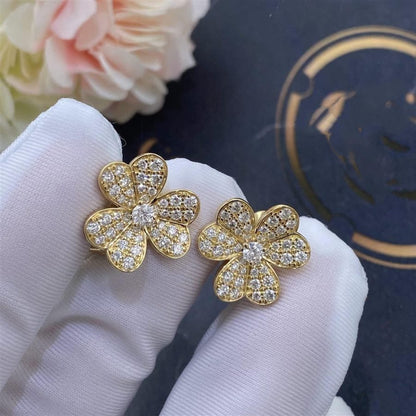 [BLUE TEARS]FRIVOLE GOLD FLOWER DIAMOND EARRINGS