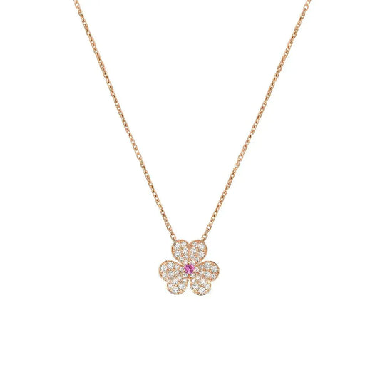 [BLUE TEARS]FRIVOLE ROSE GOLD FLOWER DIAMOND NECKLACE