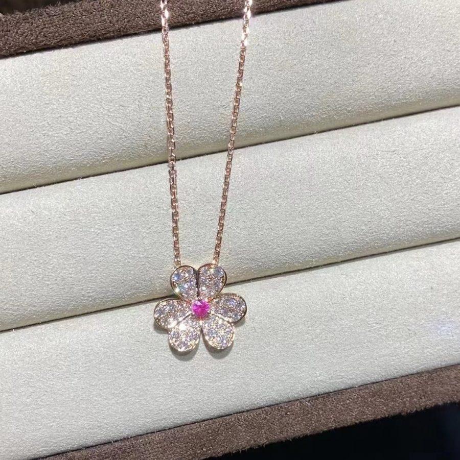 [BLUE TEARS]FRIVOLE ROSE GOLD FLOWER DIAMOND NECKLACE