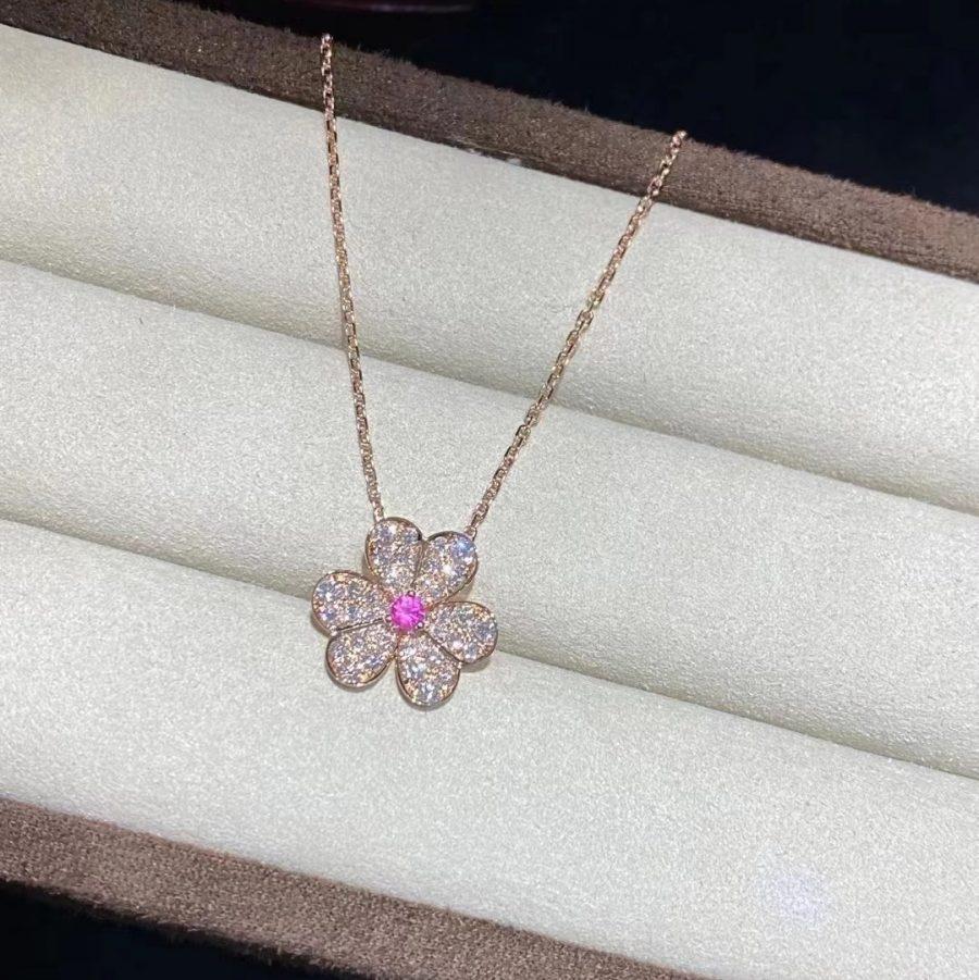 [BLUE TEARS]FRIVOLE ROSE GOLD FLOWER DIAMOND NECKLACE
