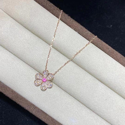 [BLUE TEARS]FRIVOLE ROSE GOLD FLOWER DIAMOND NECKLACE