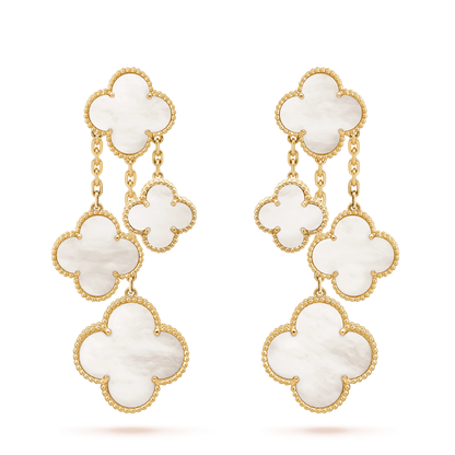 [BLUE TEARS]CLOVER EARRINGS WHITE MOP 4 MOTIFS GOLD