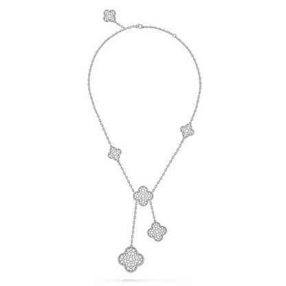 [BLUE TEARS]CLOVER 5 MOTIFS SILVER DIAMONDS NECKLACE
