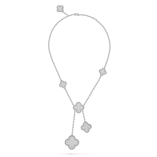 [BLUE TEARS]CLOVER 5 MOTIFS SILVER DIAMONDS NECKLACE