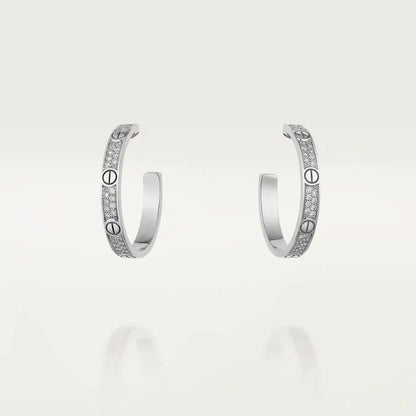 [BLUE TEARS]LOVE DIAMOND SILVER HOOP EARRINGS
