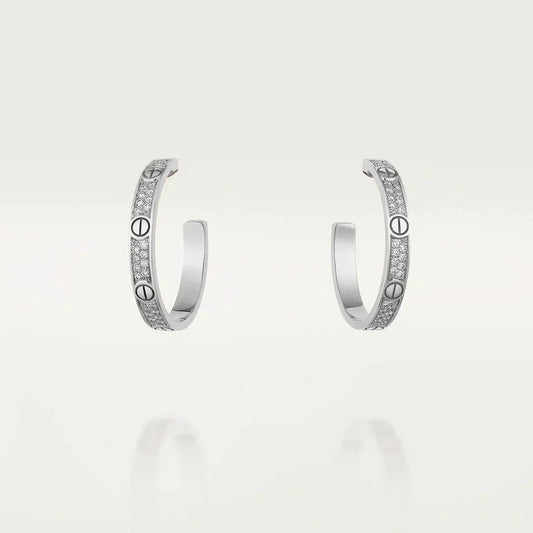 [BLUE TEARS]LOVE DIAMOND SILVER HOOP EARRINGS