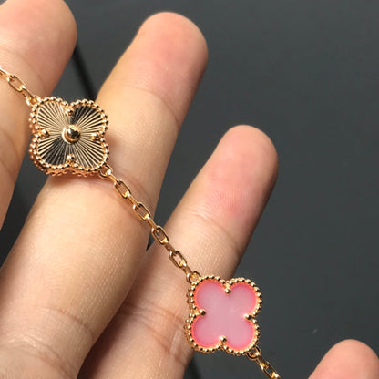 [BLUE TEARS]CLOVER BRACELET 5 MOTIF PINK AND PINK GOLD