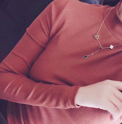 [BLUE TEARS]LUCKY SPRING 4 MOTIFS ROSE GOLD NECKLACE