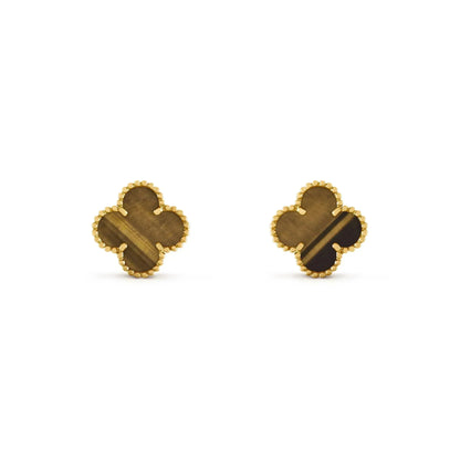 [BLUE TEARS]CLOVER MEDIUM 1 MOTIFS TIGER EYE EARRINGS